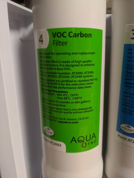 Aquatru voc carbon polishing filter