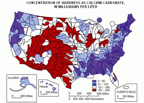 Water hardness map