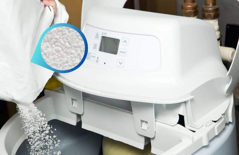 Adding salt to ion exchange water softener