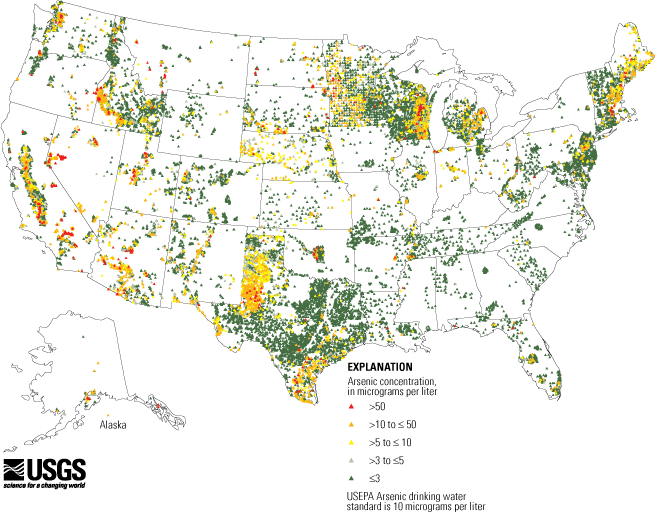 Arsenic in groundwater map