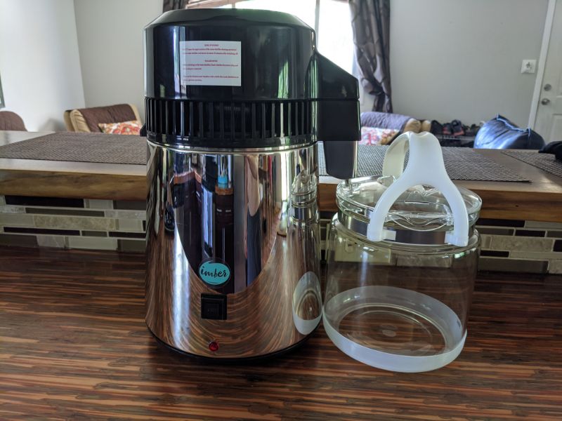 Water distiller machine on countertop