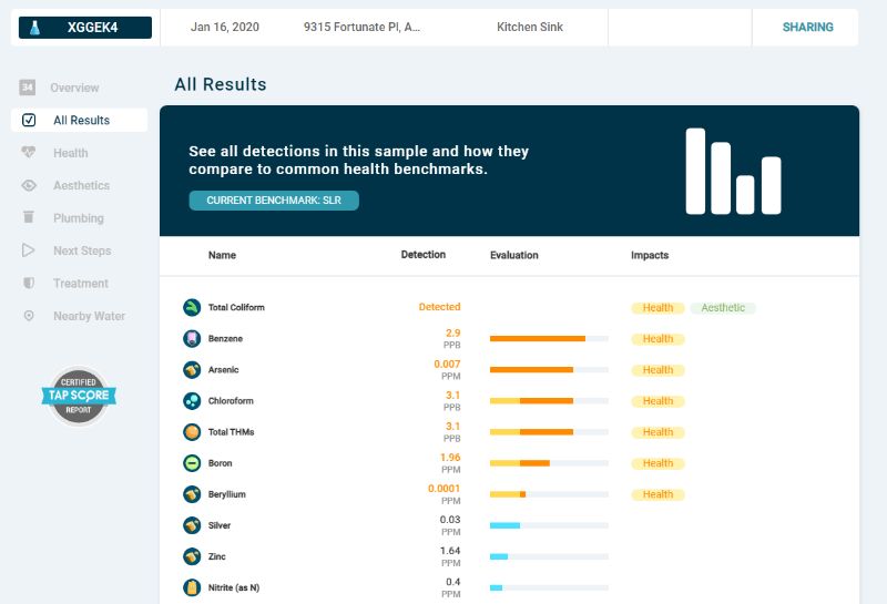 Tap score example report