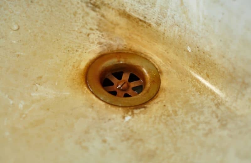 Iron stains in water drain