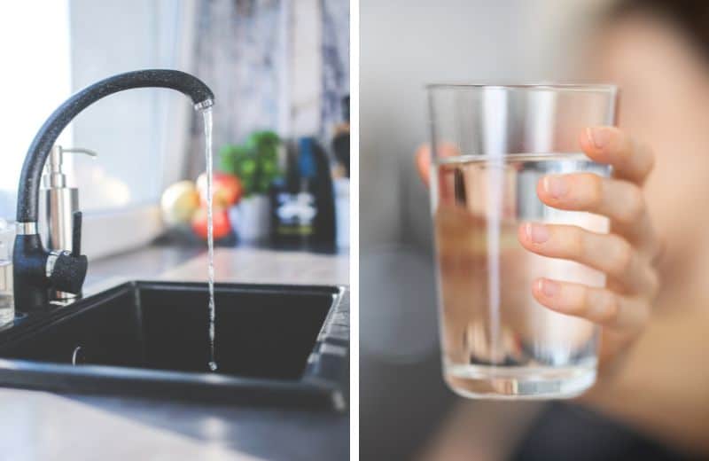 Flowing water from sink