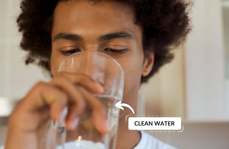 Person drinking filtered water