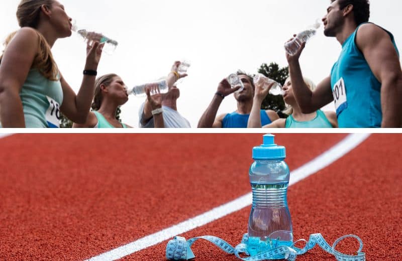 Athletes drinking water