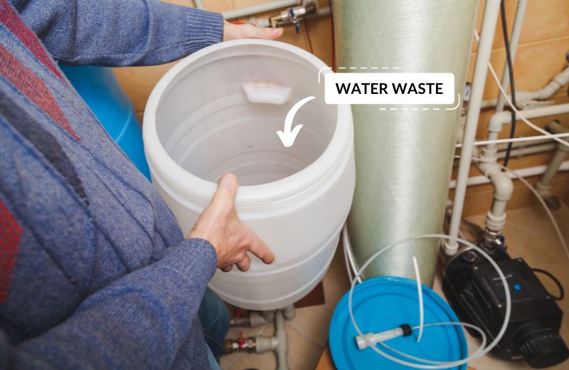 Holding a large container in water treatment room