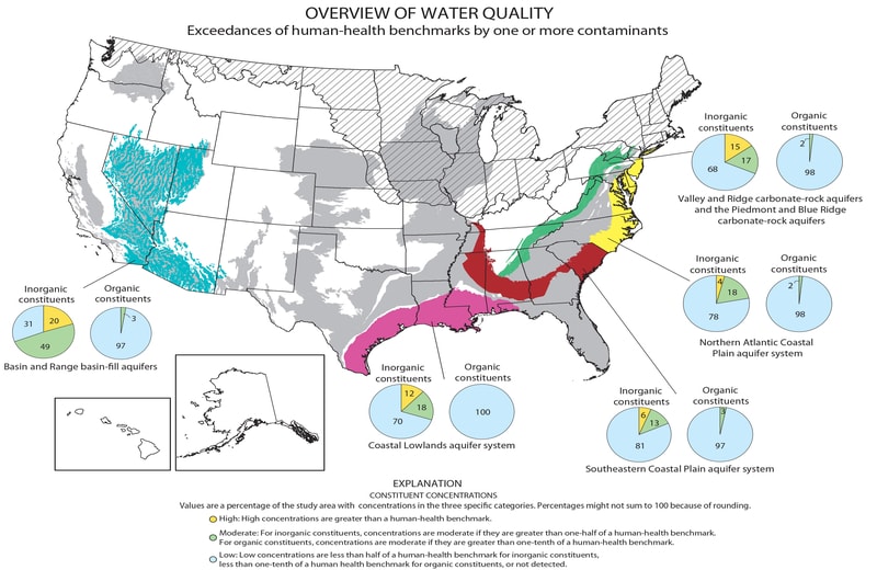 Water quality map detailing constituent concentrations per location