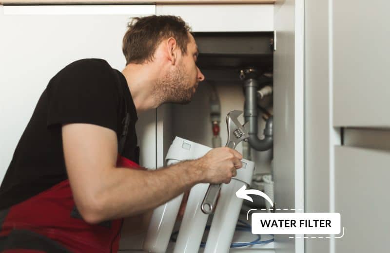 Installing water filter in a difficult location