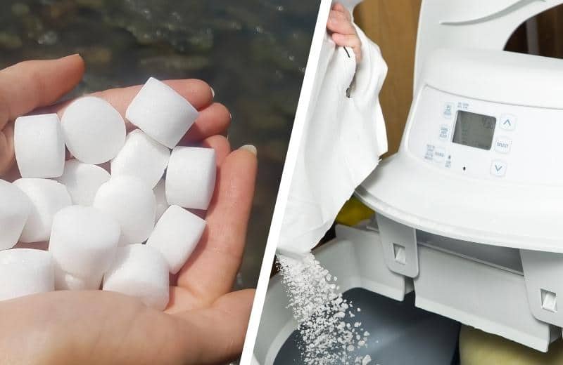 Putting salt in a water softener