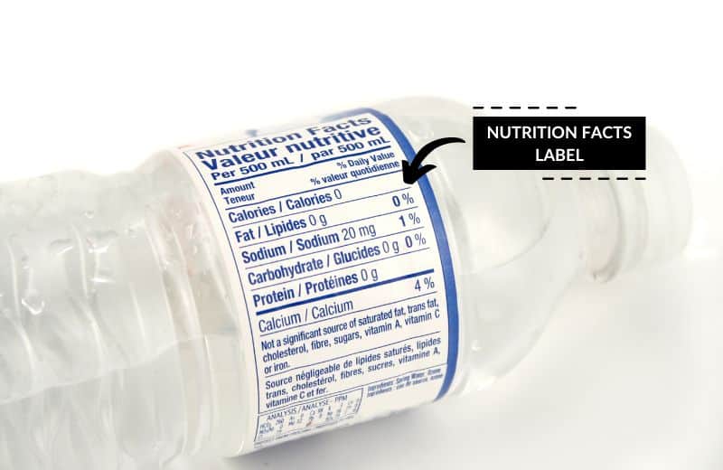 Back label of bottled water