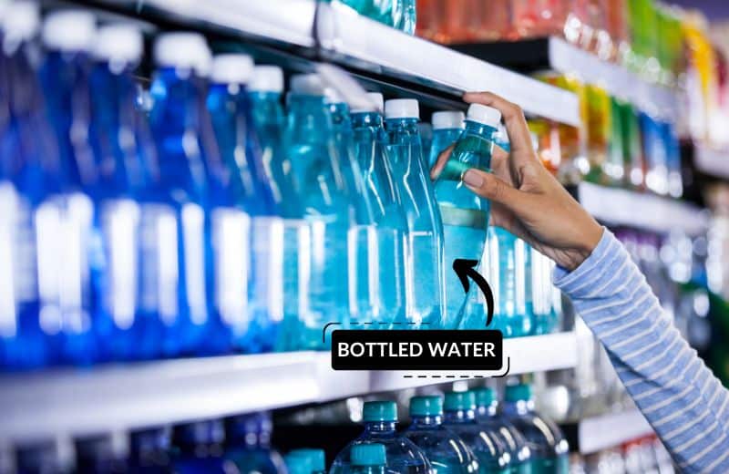 Bottled water on shelf