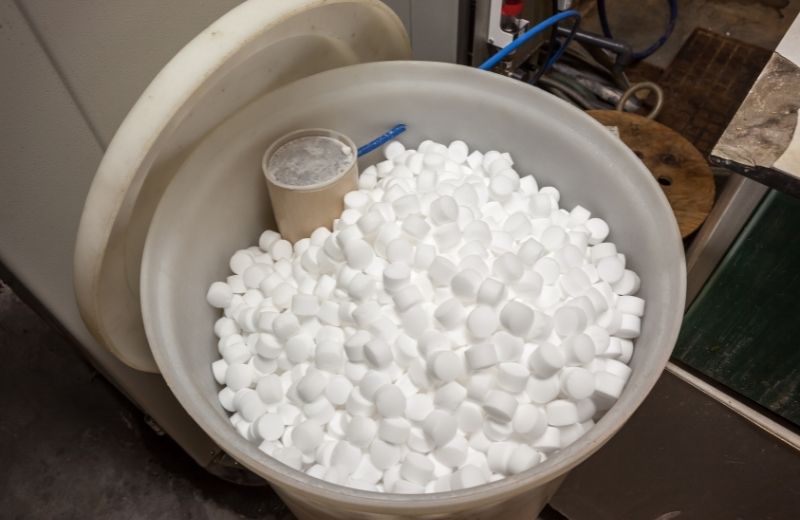 Salt pellets in brine tank