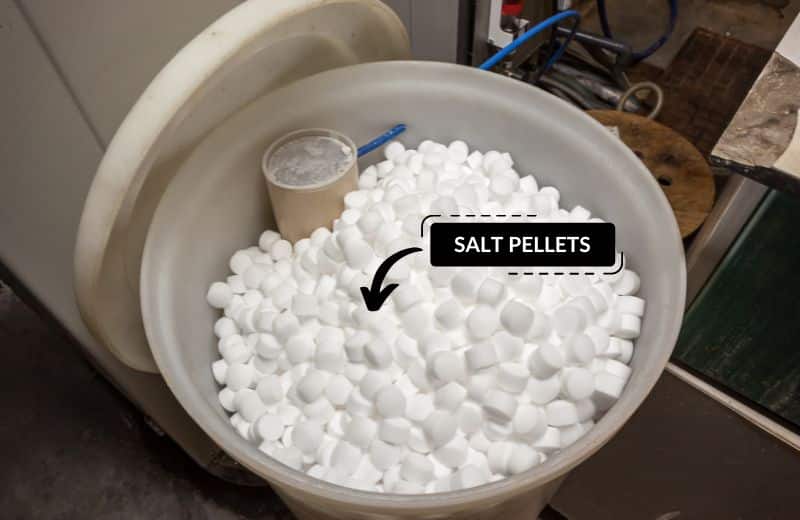 Salt pellets in resin tank