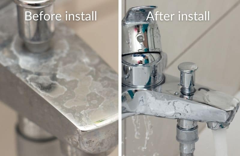 Limescale before and after water softener install