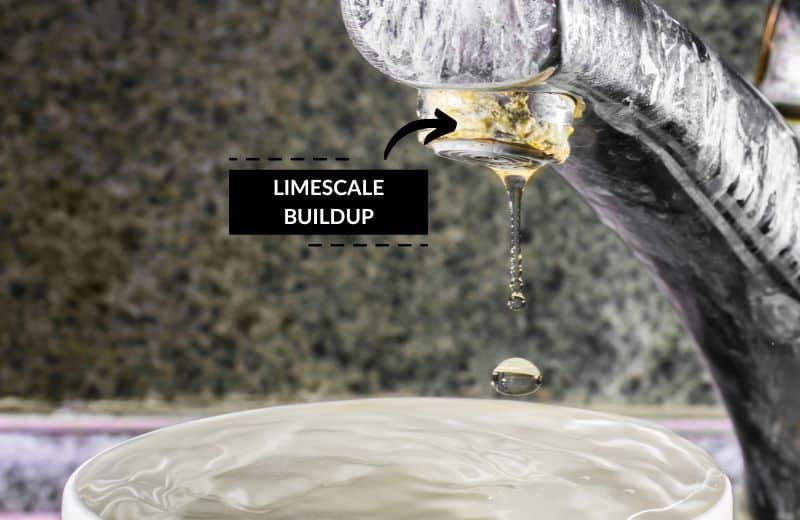 Limescale buildup in tap water