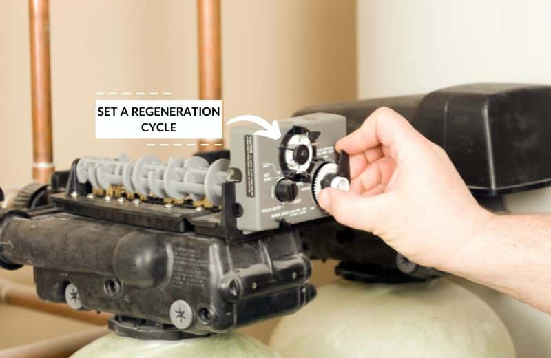 Setting an analog water softener timer to regenerate automatically