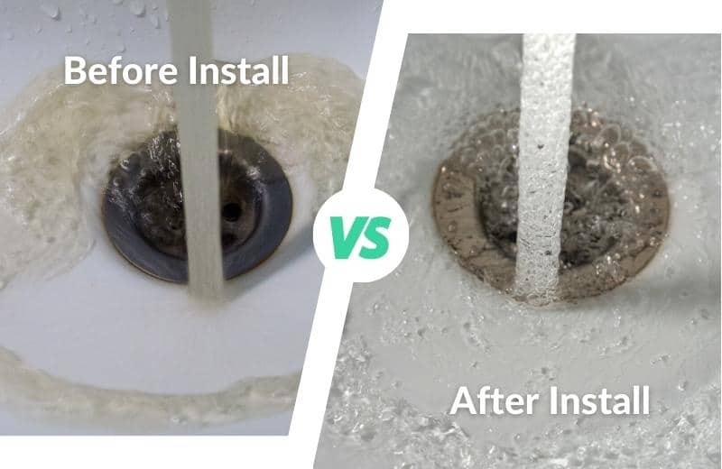 Before and after installation of aeration and oxidation system