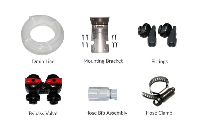 Water softener installation parts