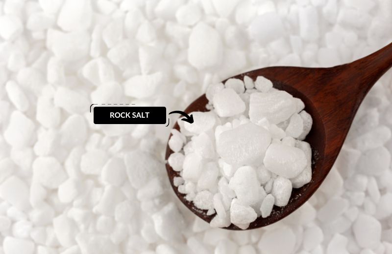 Rock salt in a spoon