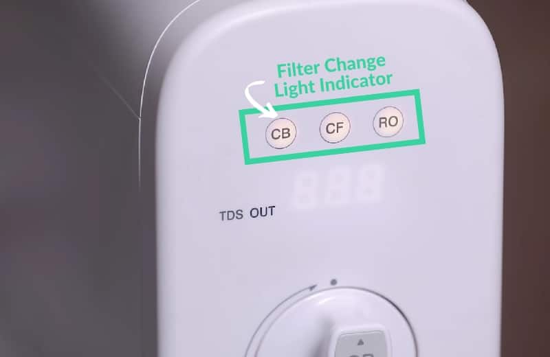 Under sink filter change light indicator