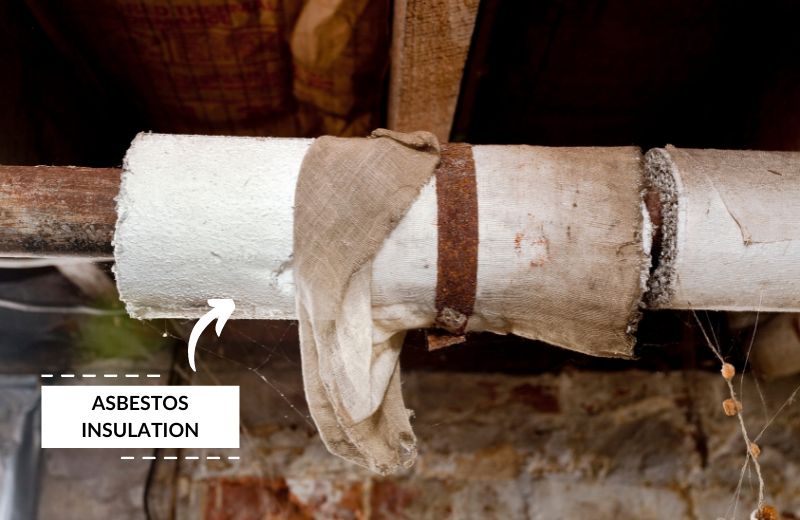 Water pipe with abestos insulation