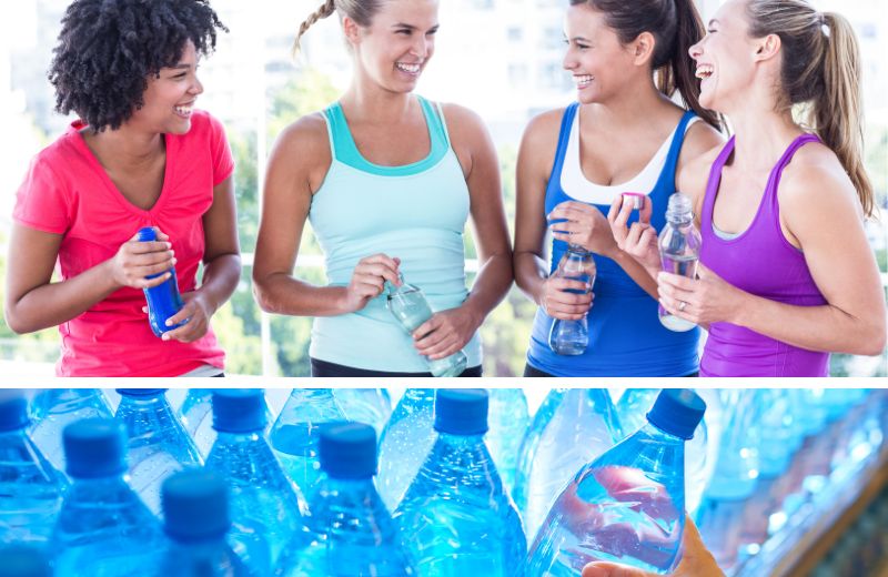 Women holding bottled water