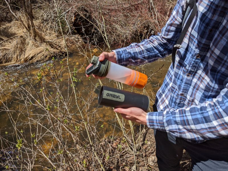 High performance water purifier bottle grayl ultrapress in backcountry