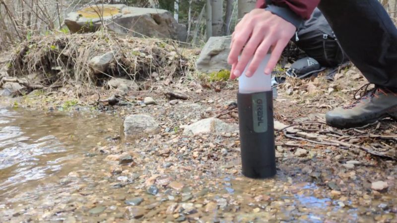 using grayl ultrapress to filter water from stream