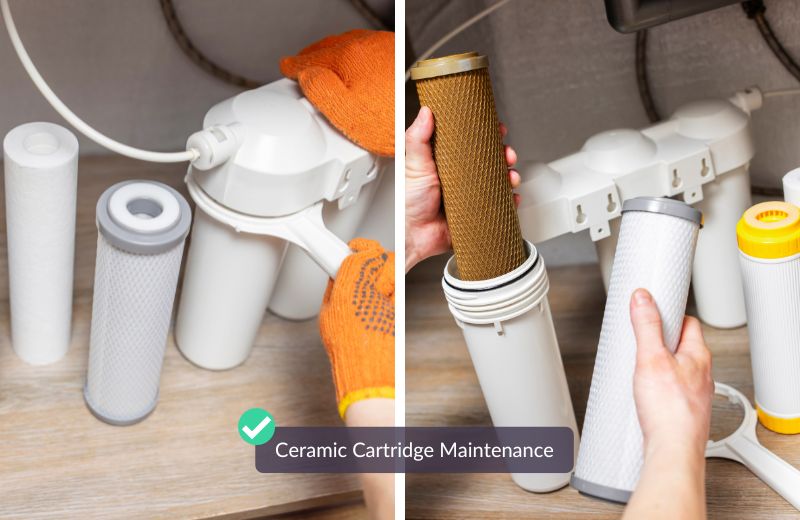 Replacing a ceramic filter cartridge