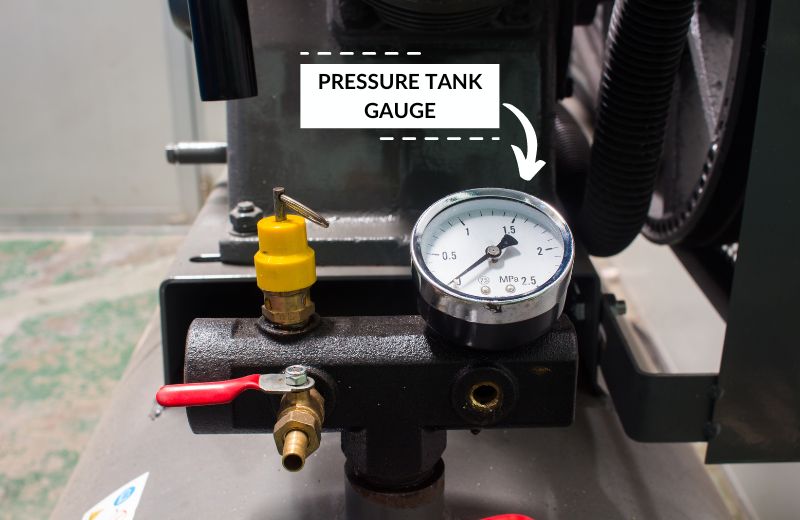 Well pressure tank pump gauge