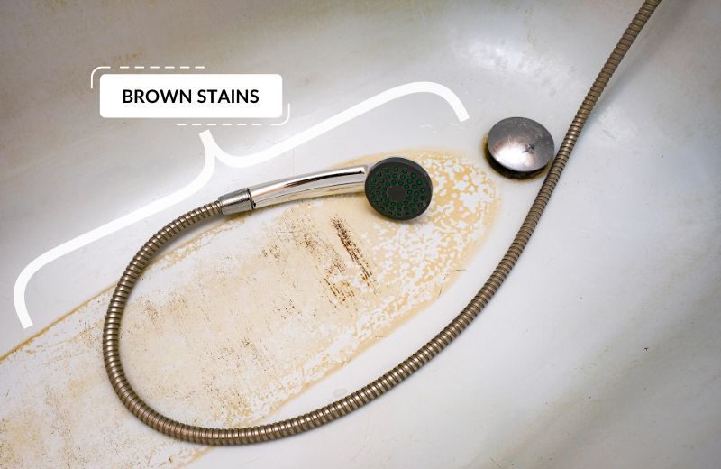 Dark brown stains in shower