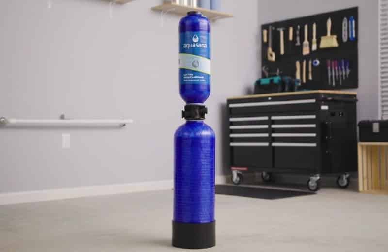 Aquasana salt-free water conditioner in a garage