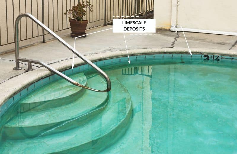 Limescale deposits in pool