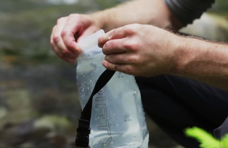 Filling the platypus gravityworks filter with water