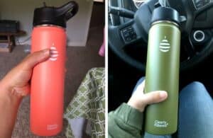 Orange and green clearly filtered water bottle