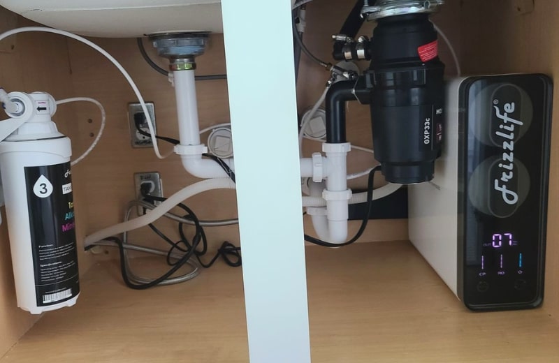 Frizzlife tankless installed under kitchen sink