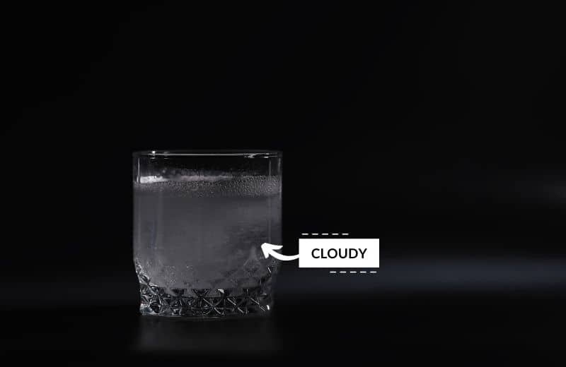 Cloudy water inside glass