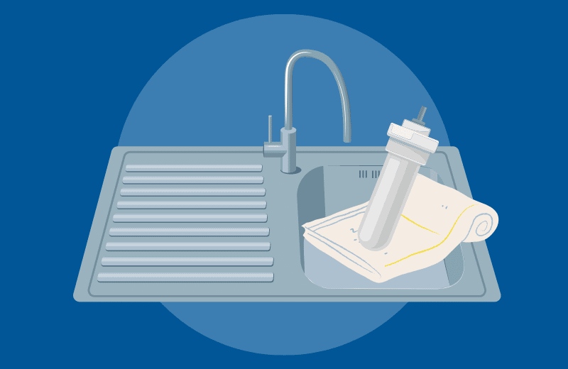 How to Clean Ceramic Water Filter Cartridges Step 3 - Prepare The Filter & Sink