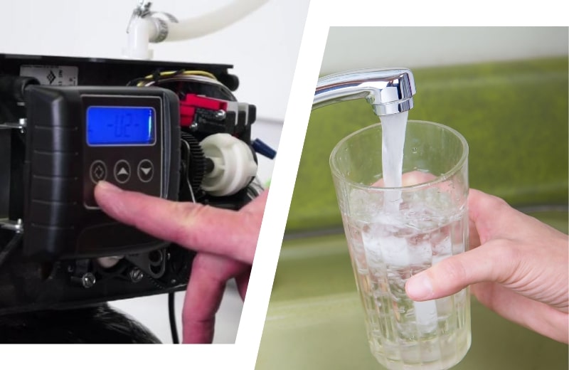 Soft water produced through a water softener system