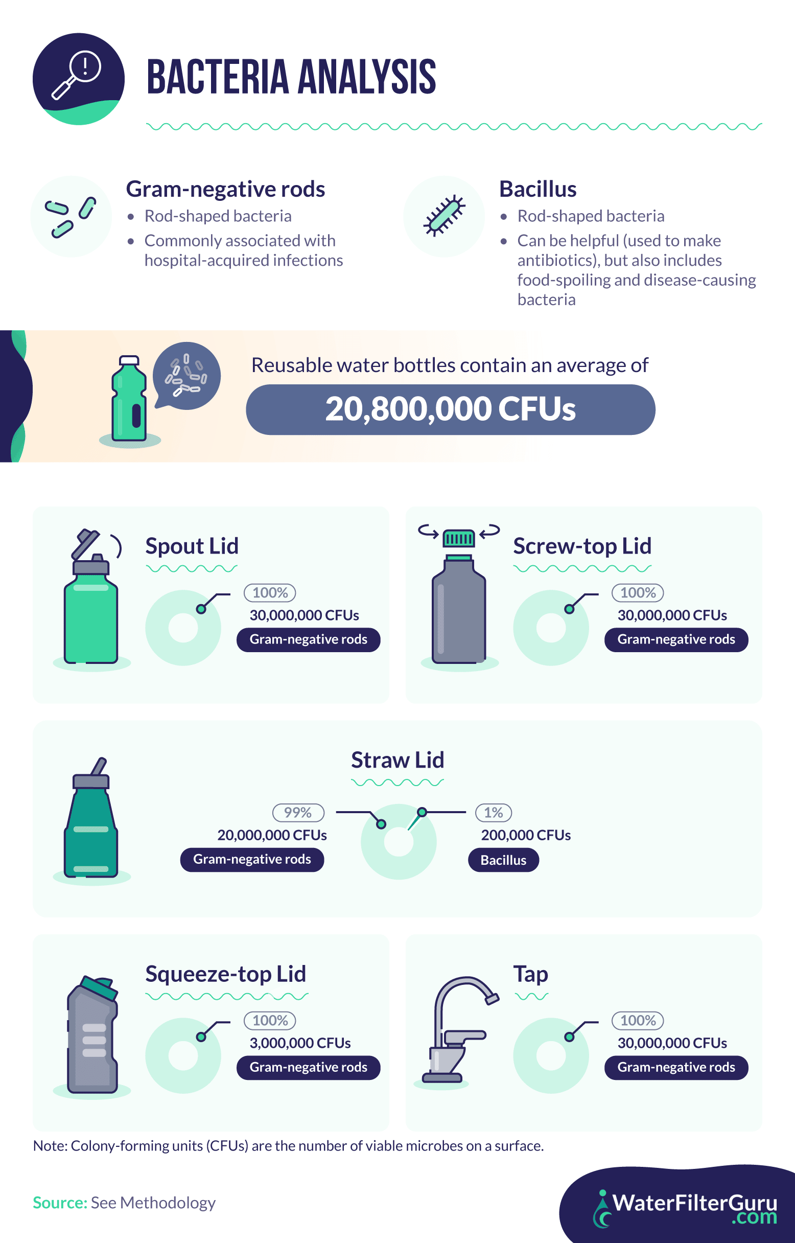 Bacteria analysis of water bottles