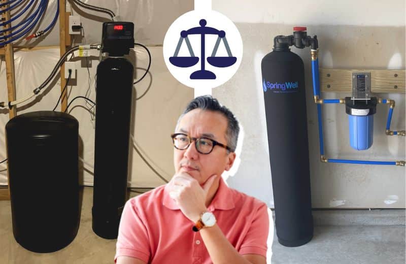 Person weighing the benefits of installing a water softener versus a water conditioner