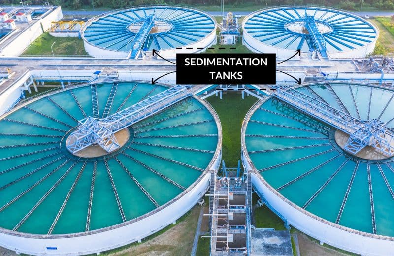 Sedimentation tanks in a water treatment plant