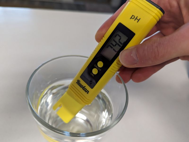 Taking ph of soft water with handheld ph meter