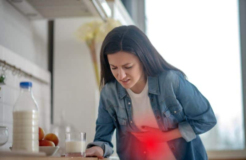 Woman having stomach ache