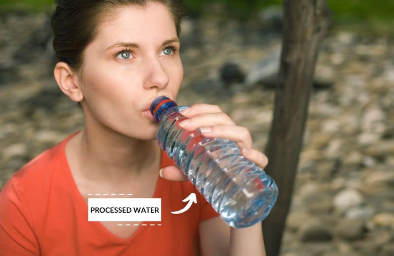 Woman drinking bottled water