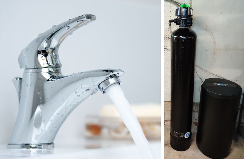 Installing water softener home prevents limescale buildup on faucet