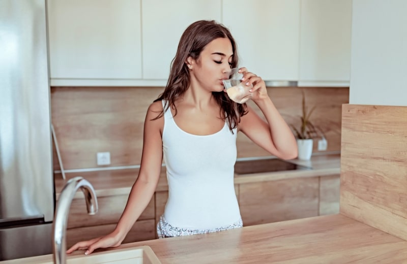 Woman drinking a glass of water