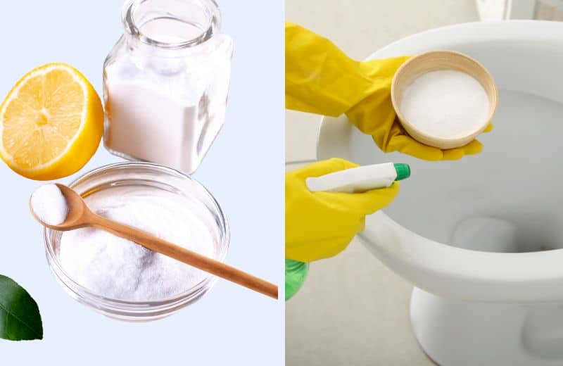 Borax powder and lemon juice in spray bottle