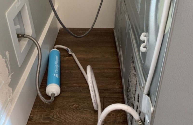 Clearly filtered inline fridge filter connected to fridge